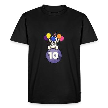 10 ans espace anniversaire 10. - T-shirt Premium bio Homme - noir - Devant - Nico (187cm)