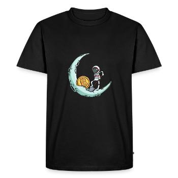 Un astronaute mine Bitcoin - T-shirt Premium bio Homme - noir - Devant - Nico (187cm)