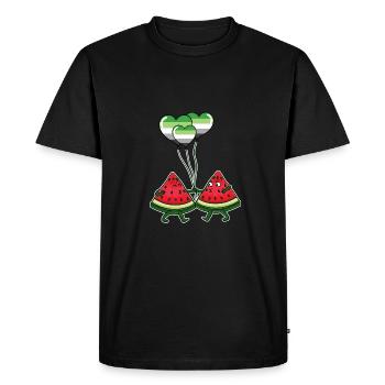Pair of Watermelon Aromantic Pride - Men's Premium Organic T-Shirt - black - Front - Nico (187cm)