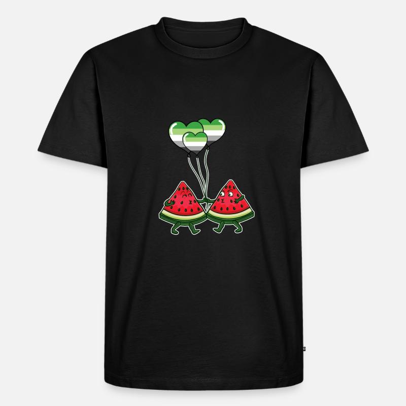 Pärchen Wassermelone Aromantic Pride - Männer Premium Bio T-Shirt - Schwarz