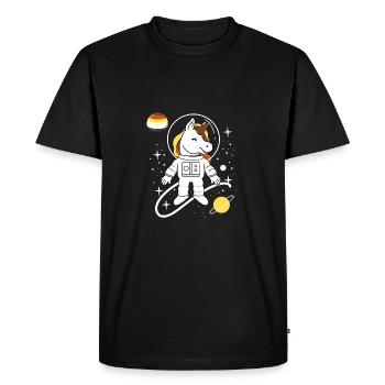 Unicorn Astronaute Gay Bear Pride - T-shirt Premium bio Homme - noir - Devant - Nico (187cm)