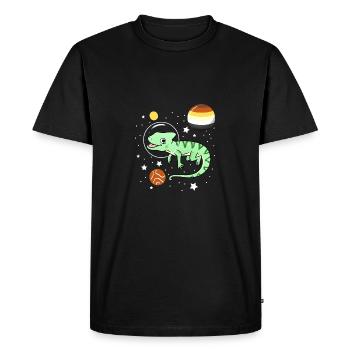 Caméléon Astronaute Gay Bear Pride - T-shirt Premium bio Homme - noir - Devant - Nico (187cm)