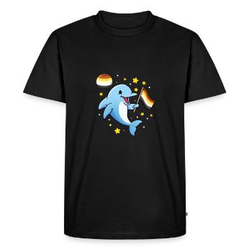 Dauphin dans l’espace Gay Bear Pride - T-shirt Premium bio Homme - noir - Devant - Nico (187cm)