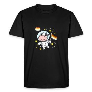 Cow Astronaut Gay Bear Pride - Men's Premium Organic T-Shirt - black - Front - Nico (187cm)