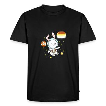 Lapin dans l’espace Gay Bear Pride - T-shirt Premium bio Homme - noir - Devant - Nico (187cm)