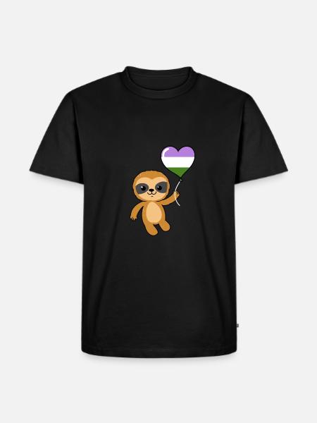 Sloth Heart Balloon Genderqueer - Men's Premium Organic T-Shirt - black