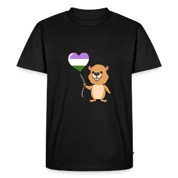 Beaver Heart Balloon Genderqueer Pride - Men's Premium Organic T-Shirt - black - Front - Nico (187cm)
