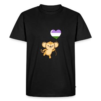 Monkey Heart Balloon Genderqueer Pride - Men's Premium Organic T-Shirt - black - Front - Nico (187cm)