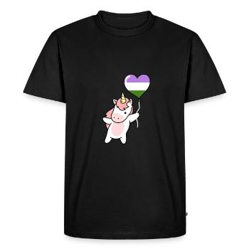Unicorn Heart Balloon Genderqueer Pride - Men's Premium Organic T-Shirt - black - Front - Nico (187cm)