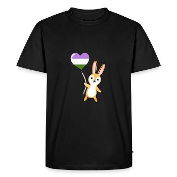 Rabbit Heart Balloon Genderqueer Pride - T-shirt Premium bio Homme - noir - Devant - Nico (187cm)