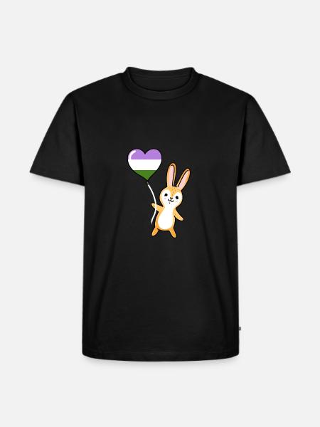 Rabbit Heart Balloon Genderqueer Pride - Men's Premium Organic T-Shirt - black