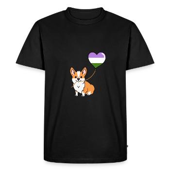 Corgi avec ballon Genderqueer - T-shirt Premium bio Homme - noir - Devant - Nico (187cm)