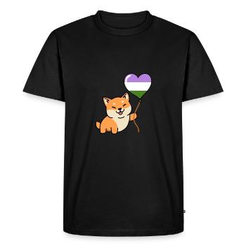 Shiba Inu Genderqueer Pride Heart Balloon - Men's Premium Organic T-Shirt - black - Front - Nico (187cm)