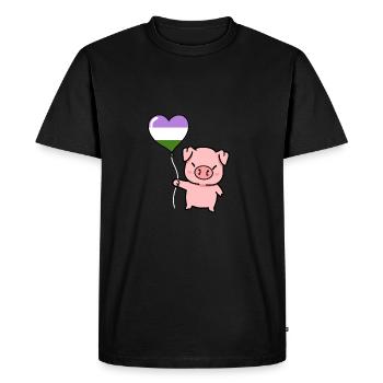 Pig Heart Balloon Genderqueer Pride - Men's Premium Organic T-Shirt - black - Front - Nico (187cm)