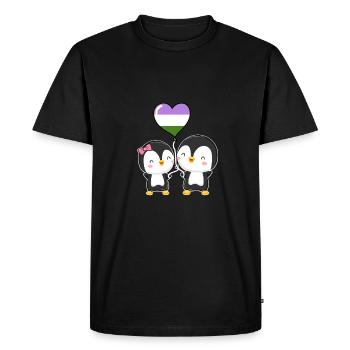 Genderqueer Pride Penguin Pair - Men's Premium Organic T-Shirt - black - Front - Nico (187cm)