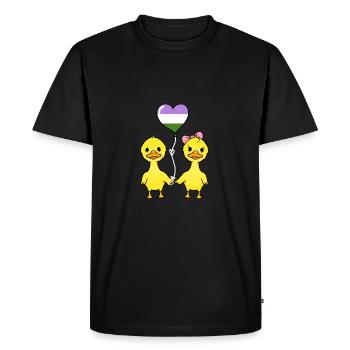 Duck couple Genderqueer Pride - Men's Premium Organic T-Shirt - black - Front - Nico (187cm)