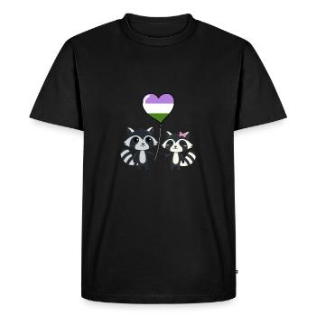 Raccoon pair Genderqueer Pride - Men's Premium Organic T-Shirt - black - Front - Nico (187cm)