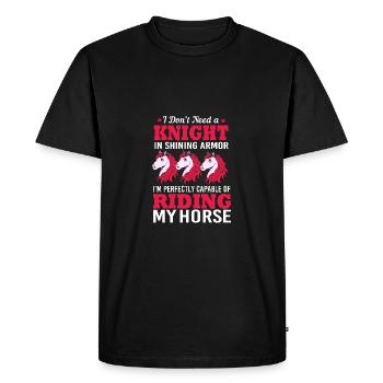 Saut d’obstacles Saut d’obstacles - T-shirt Premium bio Homme - noir - Devant - Nico (187cm)