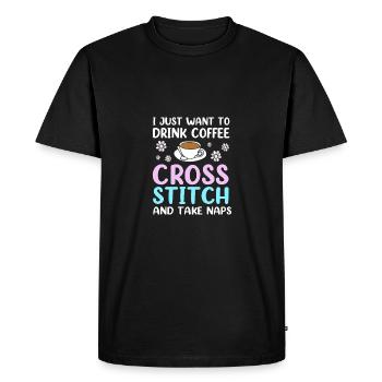 Cross Stitch - Men's Premium Organic T-Shirt - black - Front - Nico (187cm)