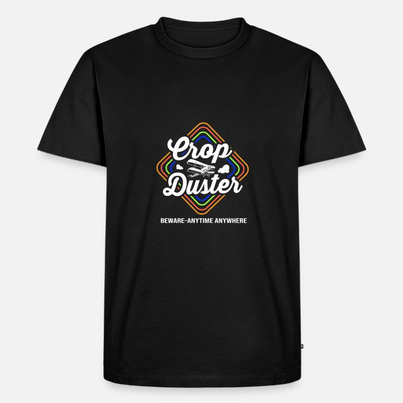 Crop Duster Flugzeug Pilot - Männer Premium Bio T-Shirt - Schwarz