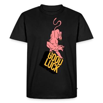 BONNE CHANCE | Rétro | Vintage | conception - T-shirt Premium bio Homme - noir - Devant - Nico (187cm)