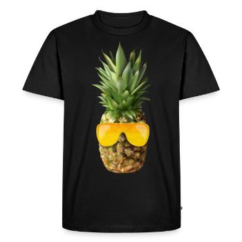 Hipster pineapple wears gold sunglasses - Men's Premium Organic T-Shirt - black - Front - Nico (187cm)