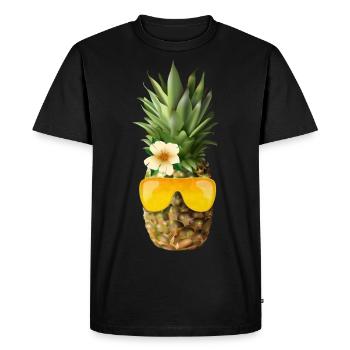 Pineapple with golden spectacle frame - Men's Premium Organic T-Shirt - black - Front - Nico (187cm)