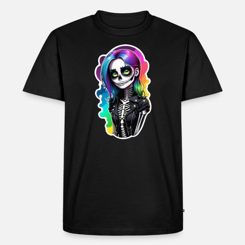 Halloween - Rock & Regenbogen - Männer Premium Bio T-Shirt - Schwarz