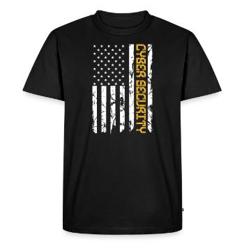 Analyste informatique en cybersécurité certifié DA1 US Flag - T-shirt Premium bio Homme - noir - Devant - Nico (187cm)