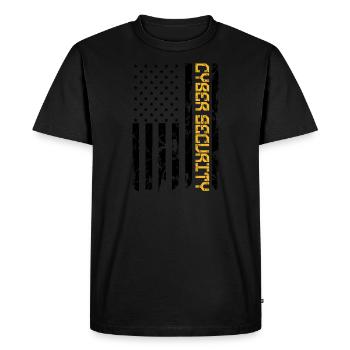 Analyste informatique en cybersécurité certifié DA1 US Flag - T-shirt Premium bio Homme - noir - Devant - Nico (187cm)