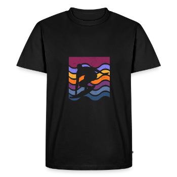 Surf Plage Surf Surf Été Amoureux de la mer - T-shirt Premium bio Homme - noir - Devant - Nico (187cm)