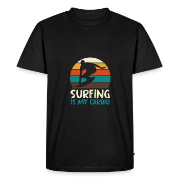 Surf Plage Surf Surf Été Océan Vagues Amour - T-shirt Premium bio Homme - noir - Devant - Nico (187cm)