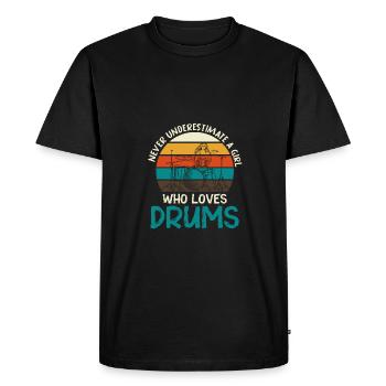 Batteur Batterie Musique Groupe Batterie Tambour - T-shirt Premium bio Homme - noir - Devant - Nico (187cm)
