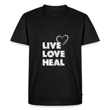 Vie Amour Guérison Animal Chiot Chien Amour - T-shirt Premium bio Homme - noir - Devant - Nico (187cm)