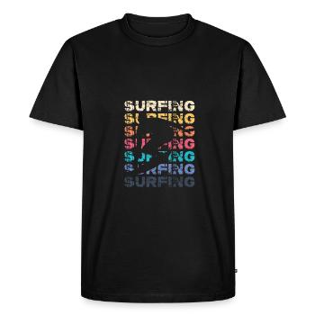 Surfing Surfer Surfboard Surf lovers Beach holiday - Men's Premium Organic T-Shirt - black - Front - Nico (187cm)