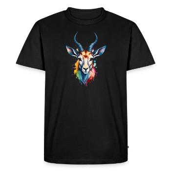 Antilope Oiseau Coloré Cool Aquarelle - T-shirt Premium bio Homme - noir - Devant - Nico (187cm)