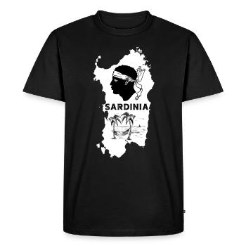 Carte de l’île de Sardaigne avec tête de pirate de palmiers - T-shirt Premium bio Homme - noir - Devant - Nico (187cm)