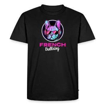 Synthwave Frenchie Bulldog Dog Frenchie - Men's Premium Organic T-Shirt - black - Front - Nico (187cm)