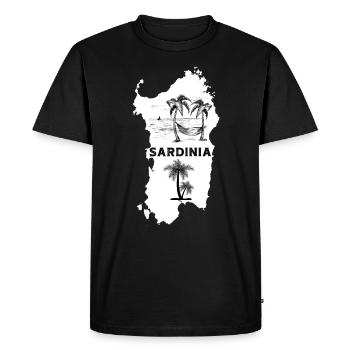 Sardinia Island Map with Palm Trees and Sea - Men's Premium Organic T-Shirt - black - Front - Nico (187cm)