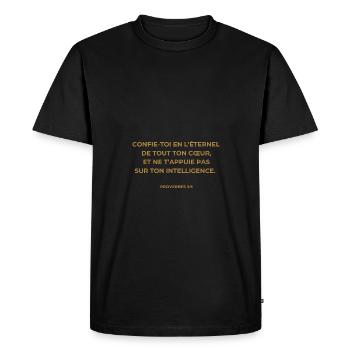 Proverbes 3:5 - Couleur Or - T-shirt Premium bio Homme - noir - Devant - Nico (187cm)