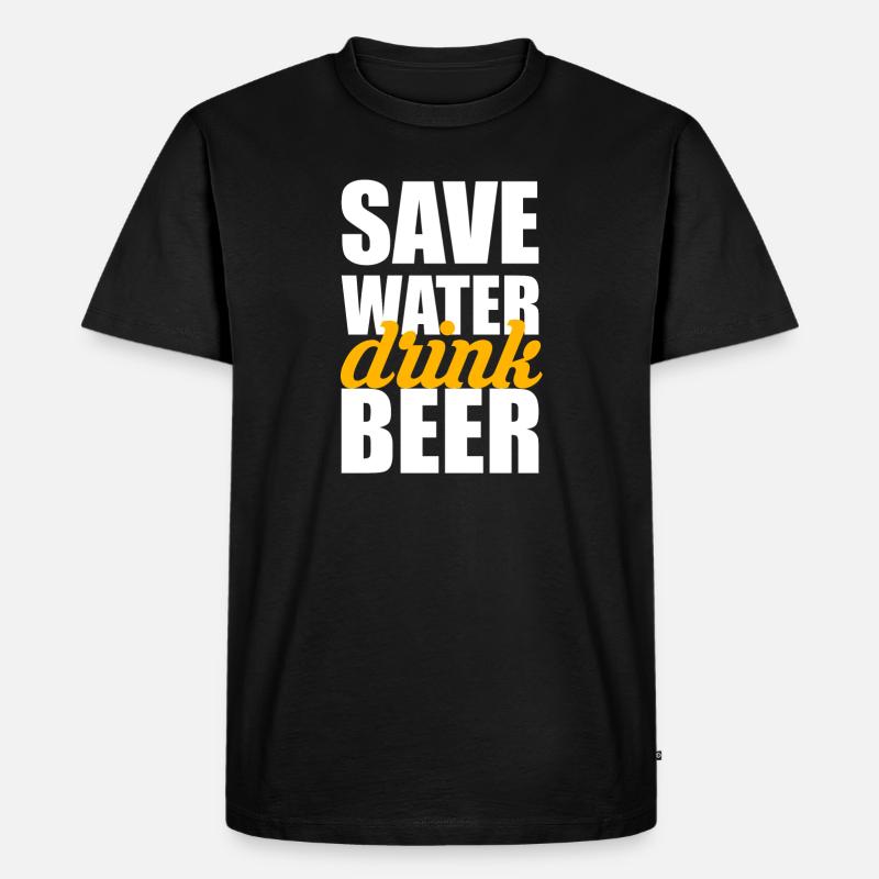 Save water drink beer - Männer Premium Bio T-Shirt - Schwarz