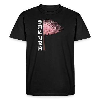 Sakura Tree Fleurs de cerisier japonais - T-shirt Premium bio Homme - noir - Devant - Nico (187cm)