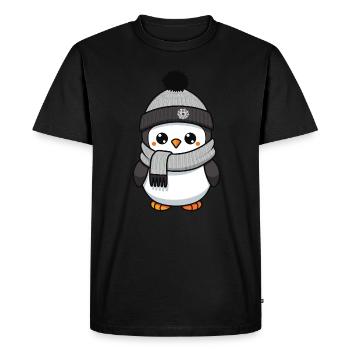 Penguin Winter Comic - Men's Premium Organic T-Shirt - black - Front - Nico (187cm)