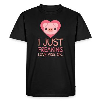 Je viens de paniquer les porcs d'amour | Cochon rose Oink - T-shirt Premium bio Homme - noir - Devant - Nico (187cm)