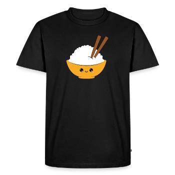 cute rice bowl, riz doux, savoureux, smiling - T-shirt Premium bio Homme - noir - Devant - Nico (187cm)