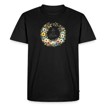 He Is Risen - Men's Premium Organic T-Shirt - black - Front - Nico (187cm)