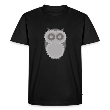 Chouette hulotte aux grands yeux curieux - T-shirt Premium bio Homme - noir - Devant - Nico (187cm)