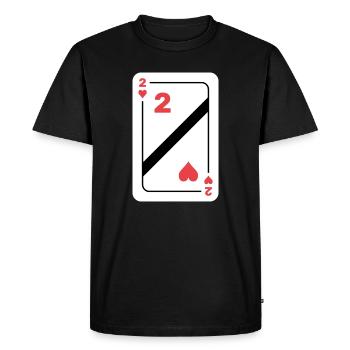 Heart Two Playing Card Poker Card - Men's Premium Organic T-Shirt - black - Front - Nico (187cm)