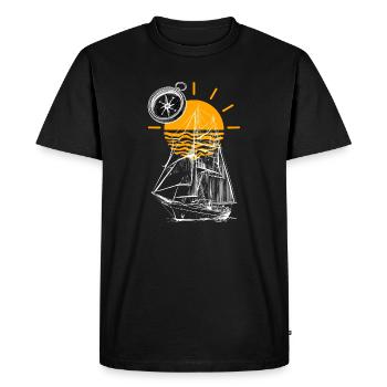 Coucher du Soleil du Voilier - T-shirt Premium bio Homme - noir - Devant - Nico (187cm)