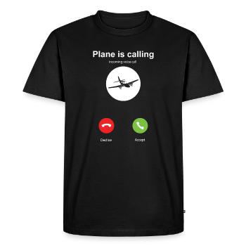 Mon avion appelle - T-shirt Premium bio Homme - noir - Devant - Nico (187cm)